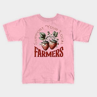 Support Your Local Farmers - Vintage Strawberries Kids T-Shirt